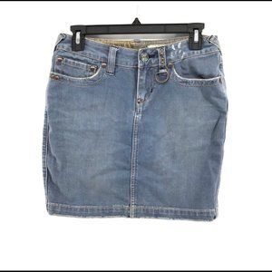 FREE PEOPLE Mini Skirt Back Pocket Embroidered Wings Denim Mini